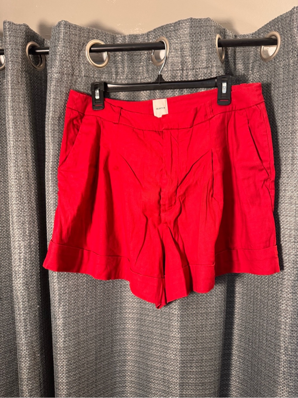 Anthropologie Maeve Red High-Waist Pleated Women’s Shorts
